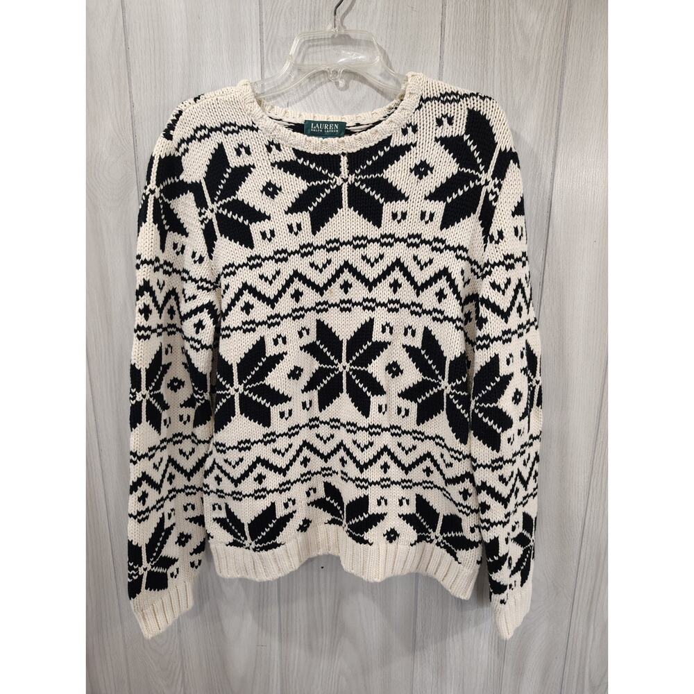 Lauren Ralph Lauren Heavy Knit Cotton Sweater Size XL Holidays Office